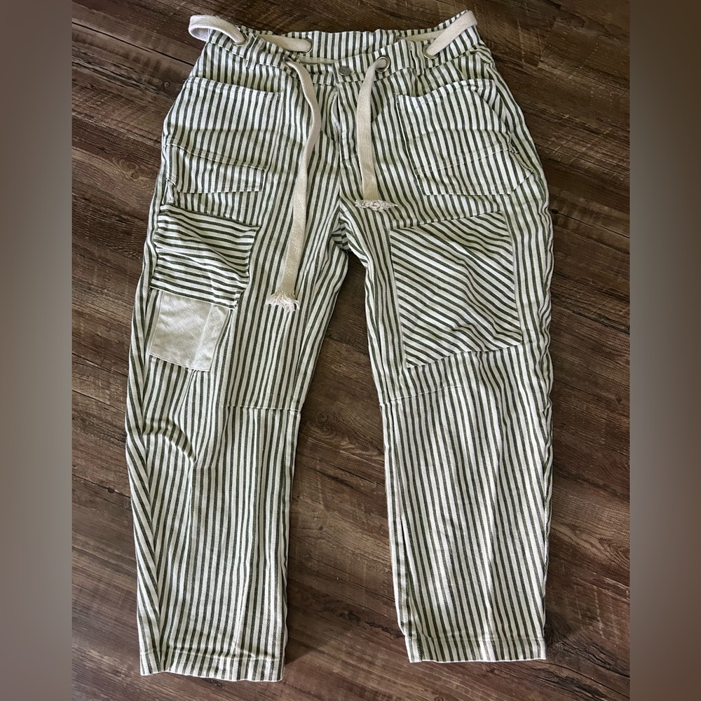 Green striped pants
